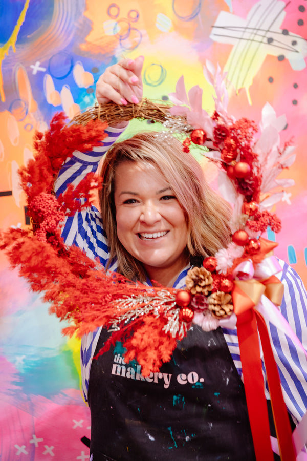 Festive Wreaths & Fizz Workshop - Home Studio Experience