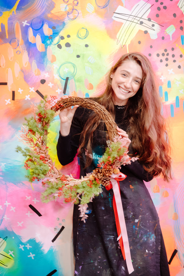 Festive Wreaths & Fizz Workshop - Home Studio Experience