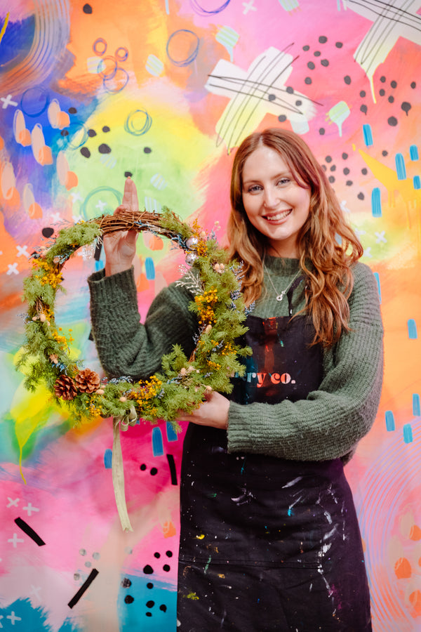 Festive Wreaths & Fizz Workshop - Home Studio Experience