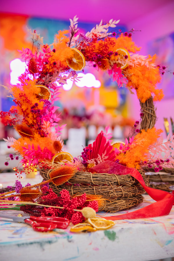Festive Wreaths & Fizz Workshop - Home Studio Experience